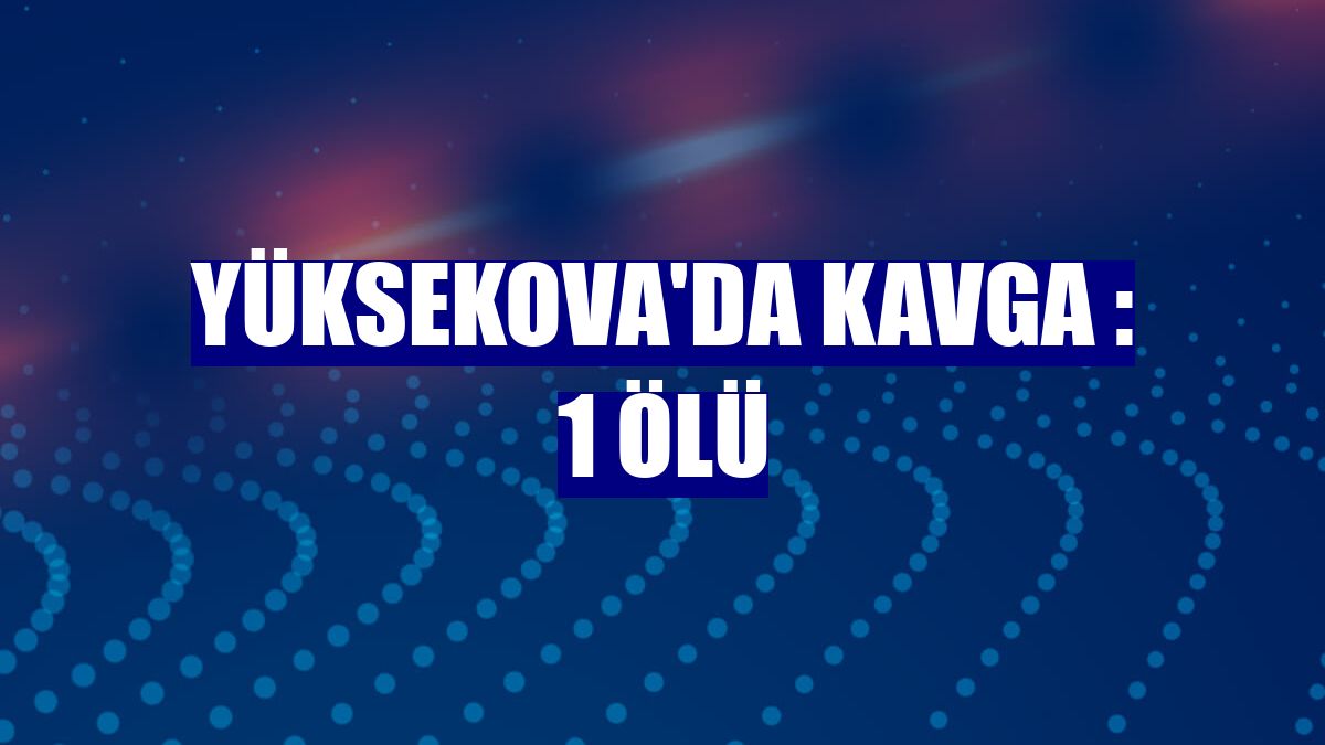 Yüksekova'da kavga : 1 ölü