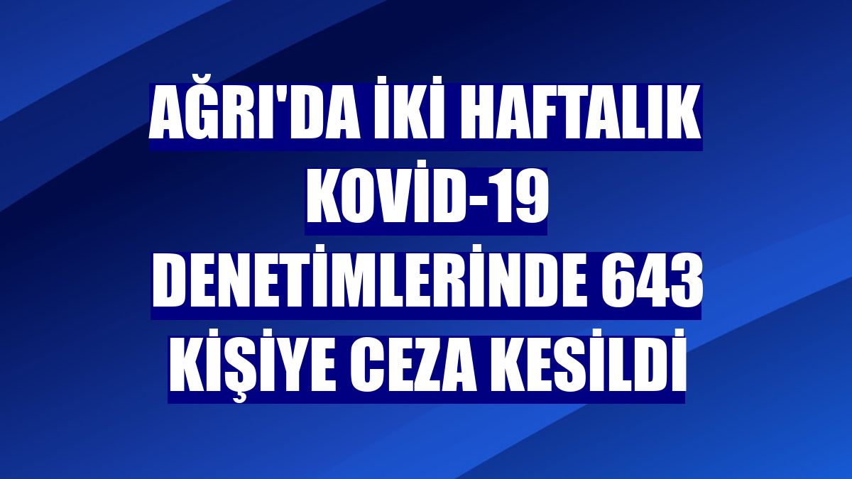 Ağrı'da iki haftalık Kovid-19 denetimlerinde 643 kişiye ceza kesildi