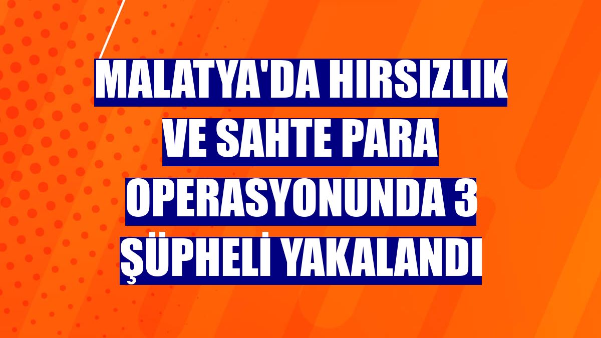Malatya'da hırsızlık ve sahte para operasyonunda 3 şüpheli yakalandı