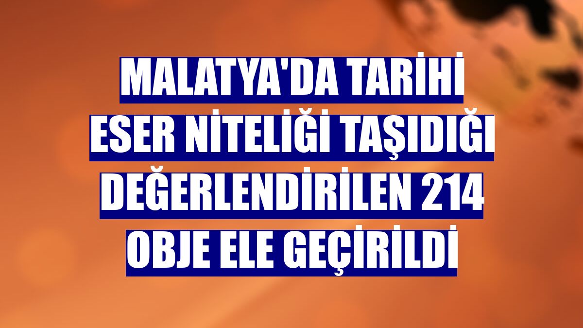 Malatya'da tarihi eser niteliği taşıdığı değerlendirilen 214 obje ele geçirildi
