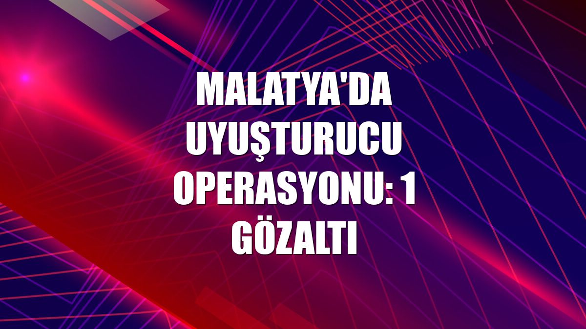 Malatya'da uyuşturucu operasyonu: 1 gözaltı