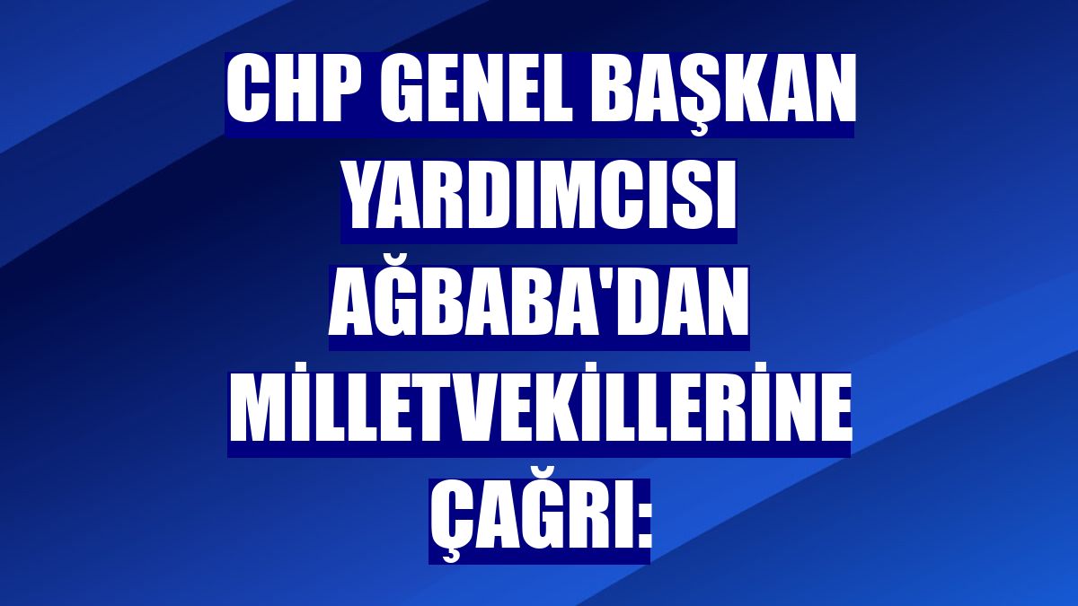 CHP Genel Başkan Yardımcısı Ağbaba'dan milletvekillerine çağrı: