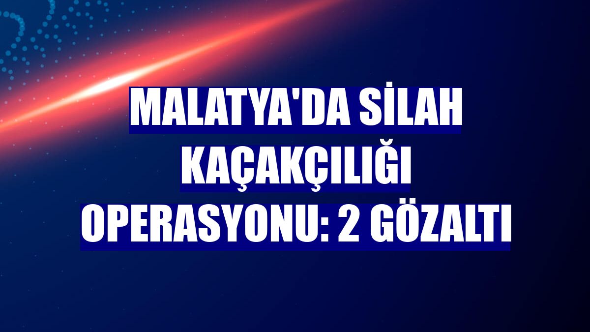 Malatya'da silah kaçakçılığı operasyonu: 2 gözaltı
