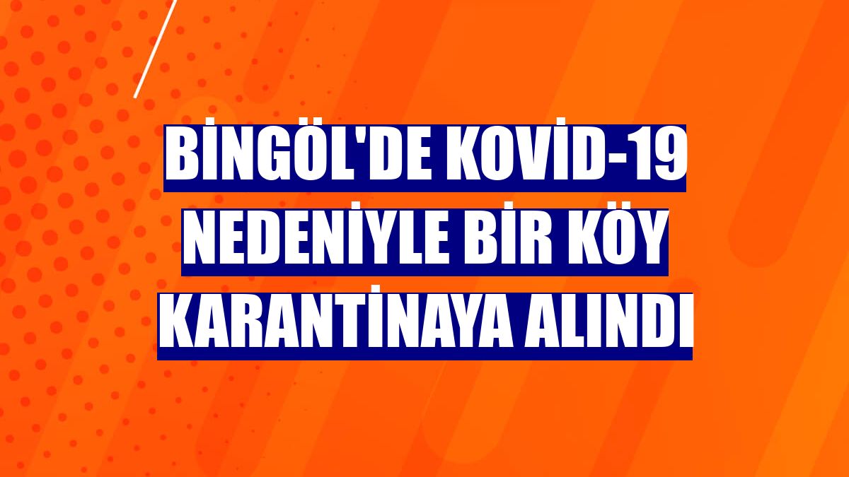 Bingöl'de Kovid-19 nedeniyle bir köy karantinaya alındı