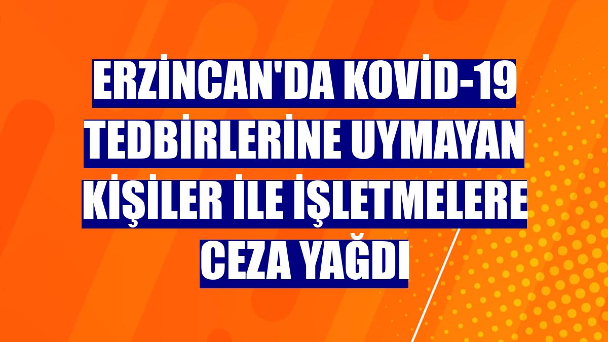 Erzincan'da Kovid-19 tedbirlerine uymayan kişiler ile işletmelere ceza yağdı