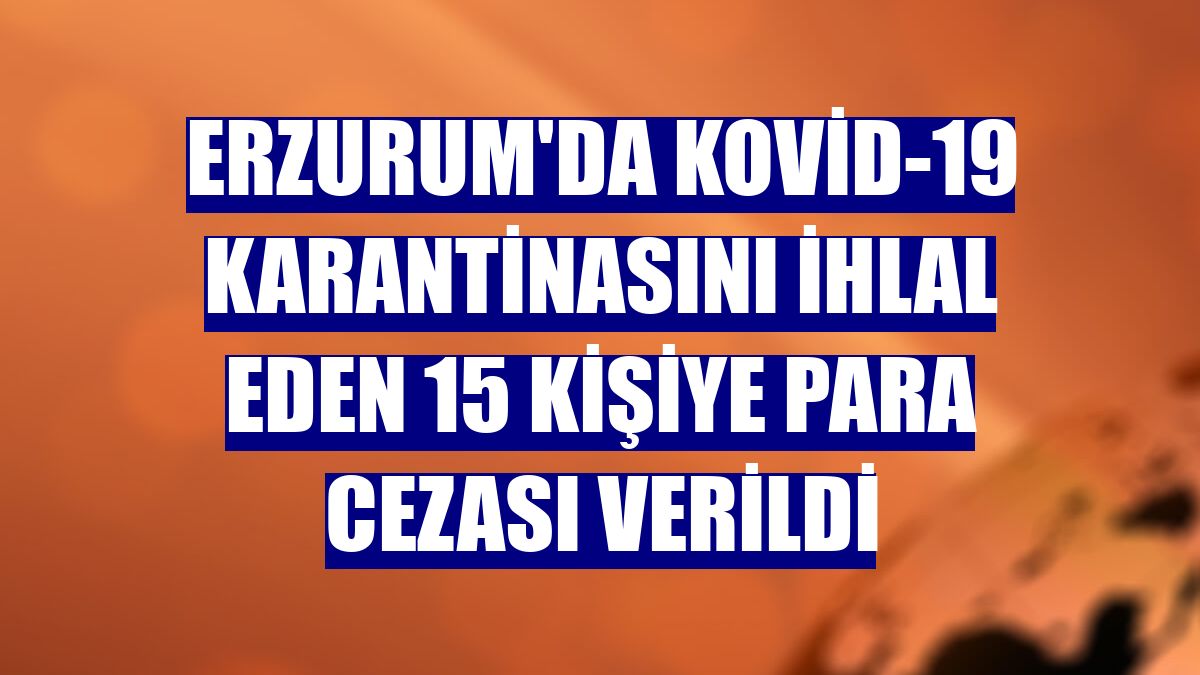 Erzurum'da Kovid-19 karantinasını ihlal eden 15 kişiye para cezası verildi