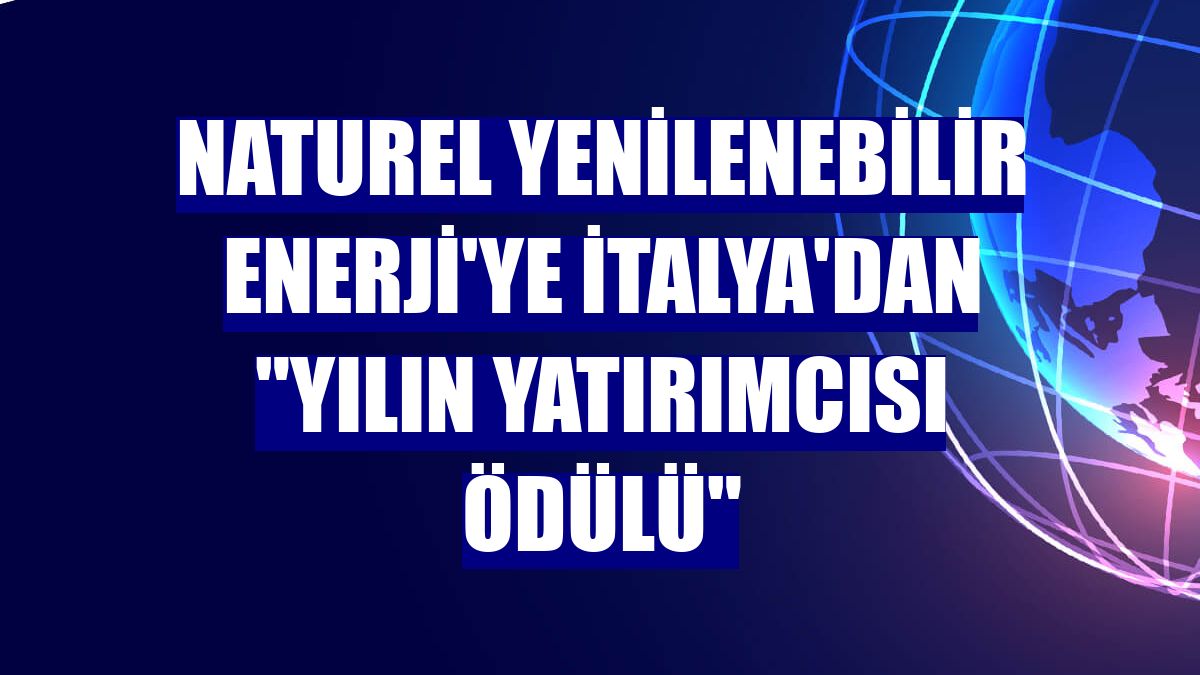 Naturel Yenilenebilir Enerji'ye İtalya'dan "Yılın Yatırımcısı Ödülü"
