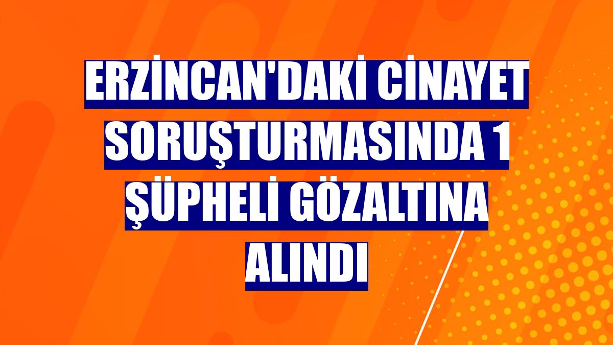 Erzincan'daki cinayet soruşturmasında 1 şüpheli gözaltına alındı