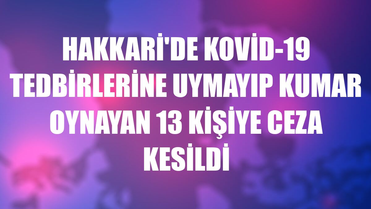 Hakkari'de Kovid-19 tedbirlerine uymayıp kumar oynayan 13 kişiye ceza kesildi