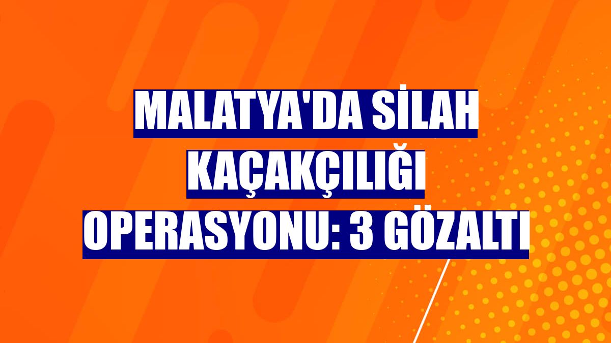 Malatya'da silah kaçakçılığı operasyonu: 3 gözaltı