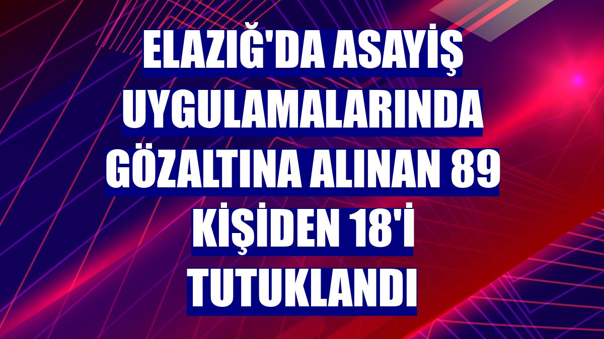 Elazığ'da asayiş uygulamalarında gözaltına alınan 89 kişiden 18'i tutuklandı
