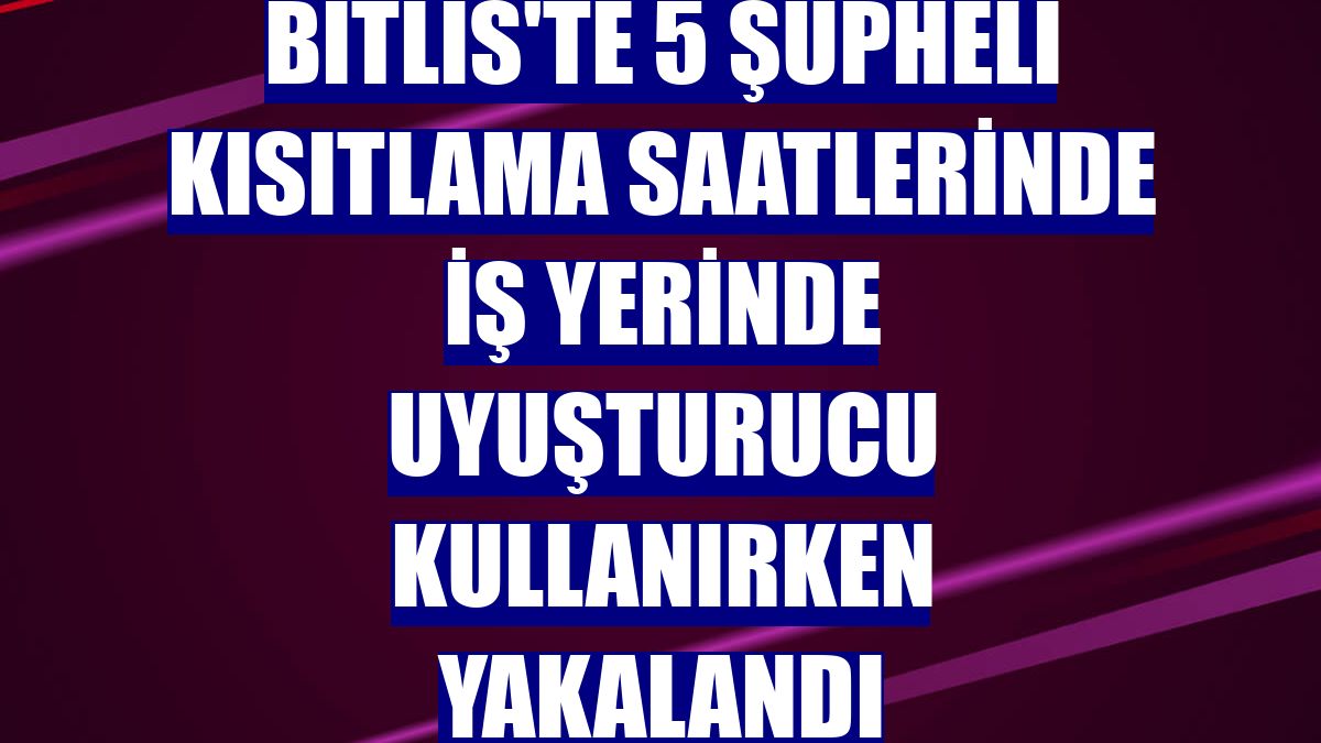 Bitlis'te 5 şüpheli kısıtlama saatlerinde iş yerinde uyuşturucu kullanırken yakalandı
