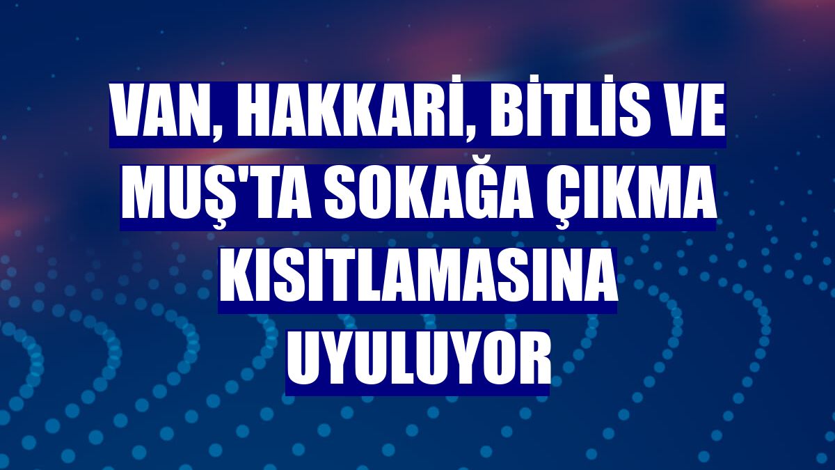 Van, Hakkari, Bitlis ve Muş'ta sokağa çıkma kısıtlamasına uyuluyor