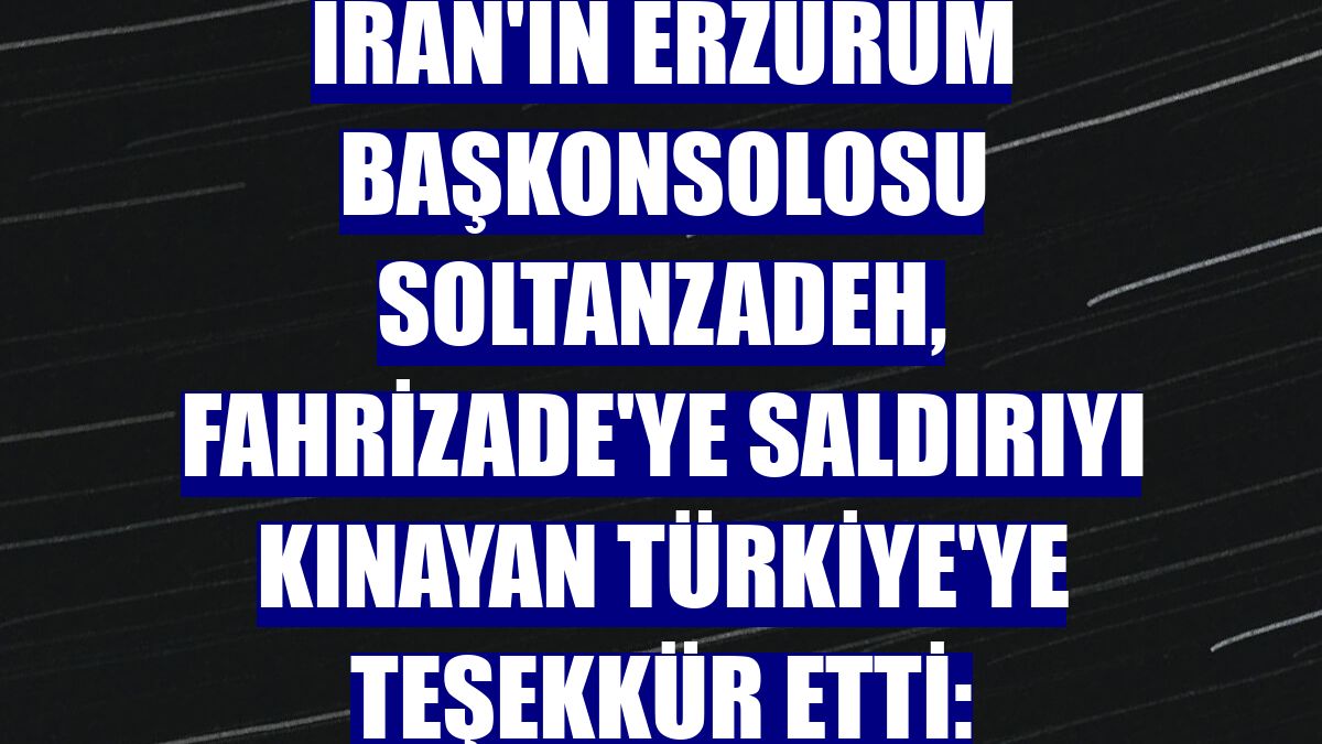 İran'ın Erzurum Başkonsolosu Soltanzadeh, Fahrizade'ye saldırıyı kınayan Türkiye'ye teşekkür etti: