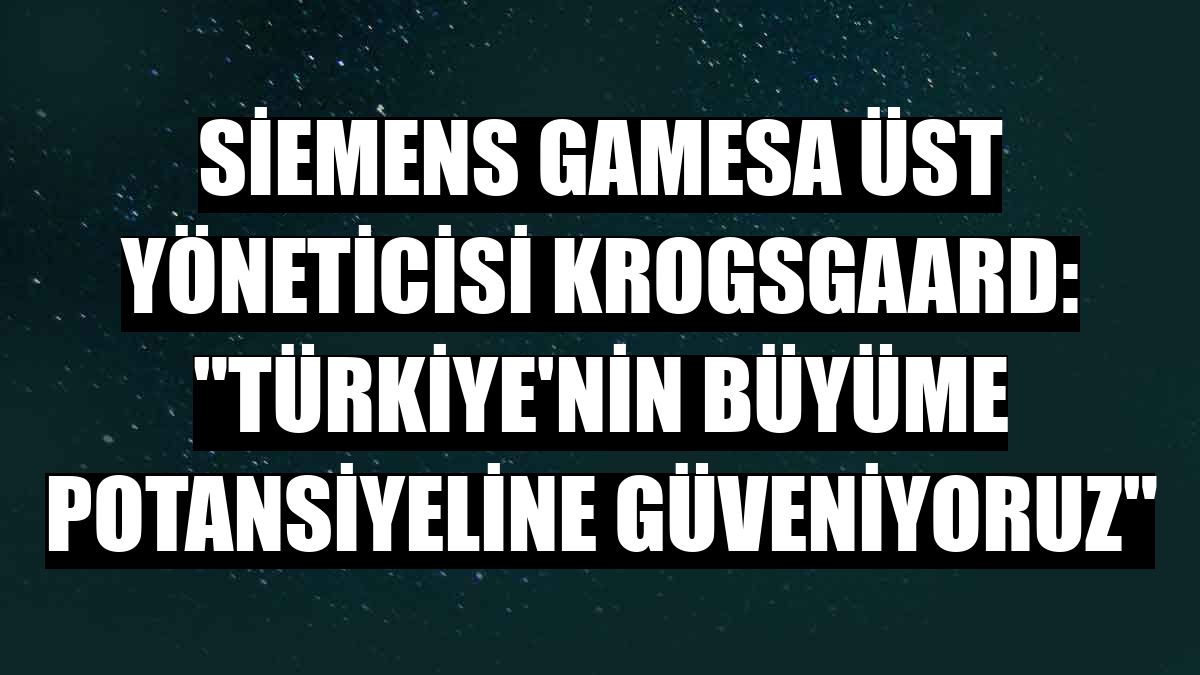 Siemens Gamesa Üst Yöneticisi Krogsgaard: 'Türkiye'nin büyüme potansiyeline güveniyoruz'