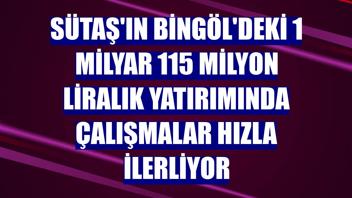 SÜTAŞ'ın Bingöl'deki 1 milyar 115 milyon liralık yatırımında çalışmalar hızla ilerliyor