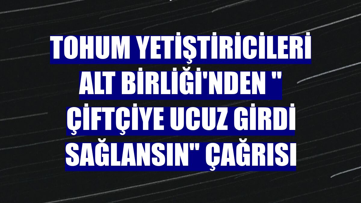 Tohum Yetiştiricileri Alt Birliği'nden " Çiftçiye ucuz girdi sağlansın" çağrısı