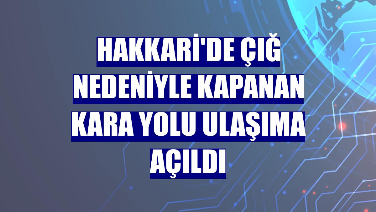 Hakkari'de çığ nedeniyle kapanan kara yolu ulaşıma açıldı