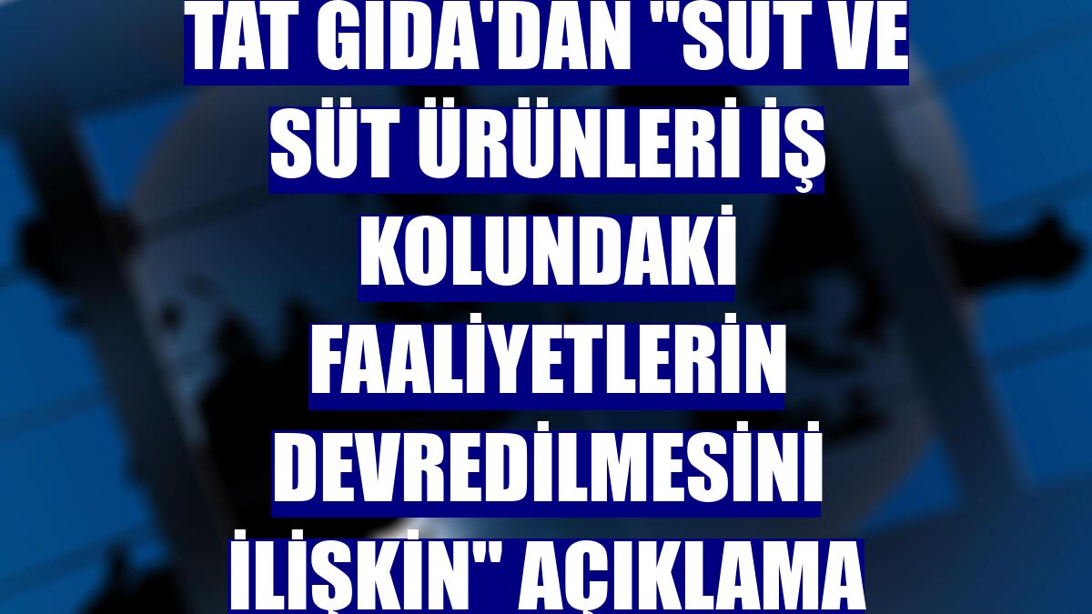 Tat Gıda'dan 'süt ve süt ürünleri iş kolundaki faaliyetlerin devredilmesini ilişkin' açıklama