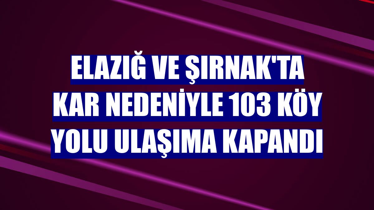 Elazığ ve Şırnak'ta kar nedeniyle 103 köy yolu ulaşıma kapandı