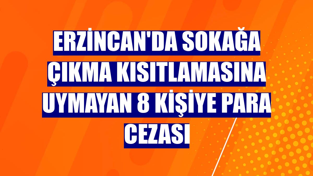 Erzincan'da sokağa çıkma kısıtlamasına uymayan 8 kişiye para cezası