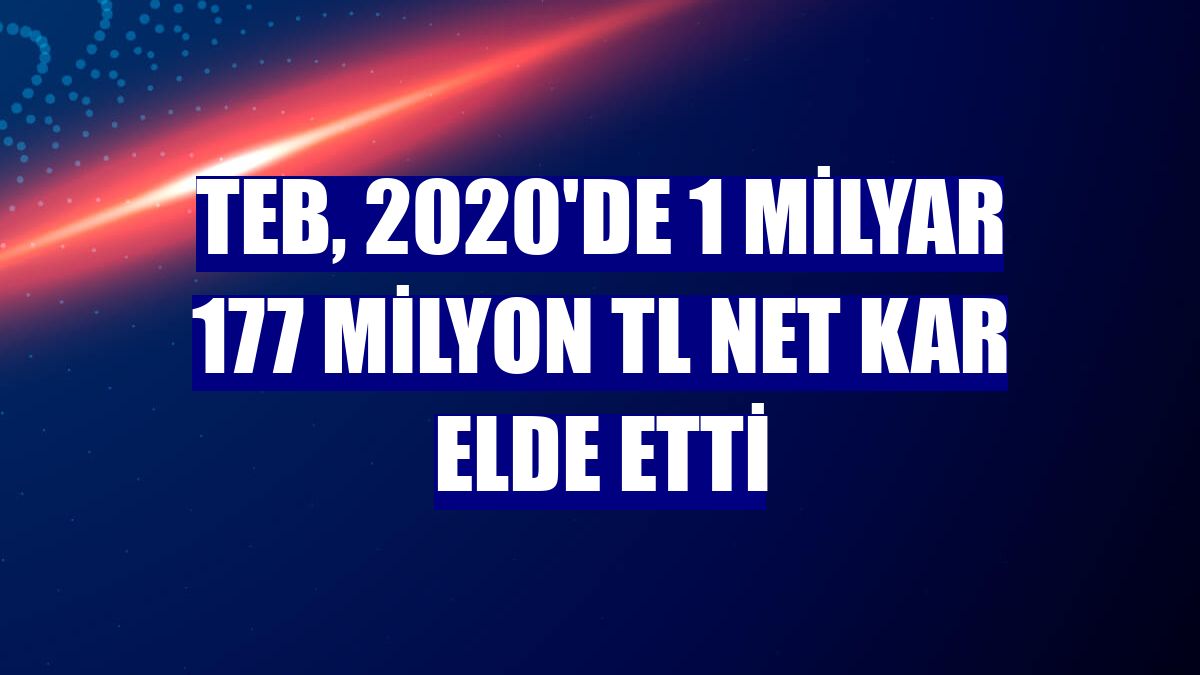 TEB, 2020'de 1 milyar 177 milyon TL net kar elde etti