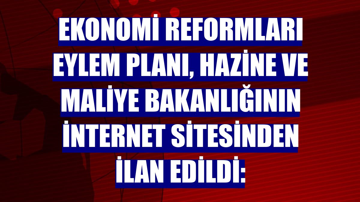 Ekonomi Reformları Eylem Planı, Hazine ve Maliye Bakanlığının internet sitesinden ilan edildi: