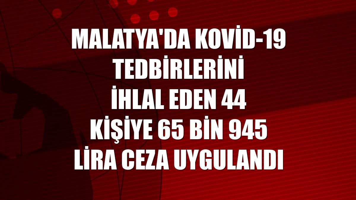 Malatya'da Kovid-19 tedbirlerini ihlal eden 44 kişiye 65 bin 945 lira ceza uygulandı