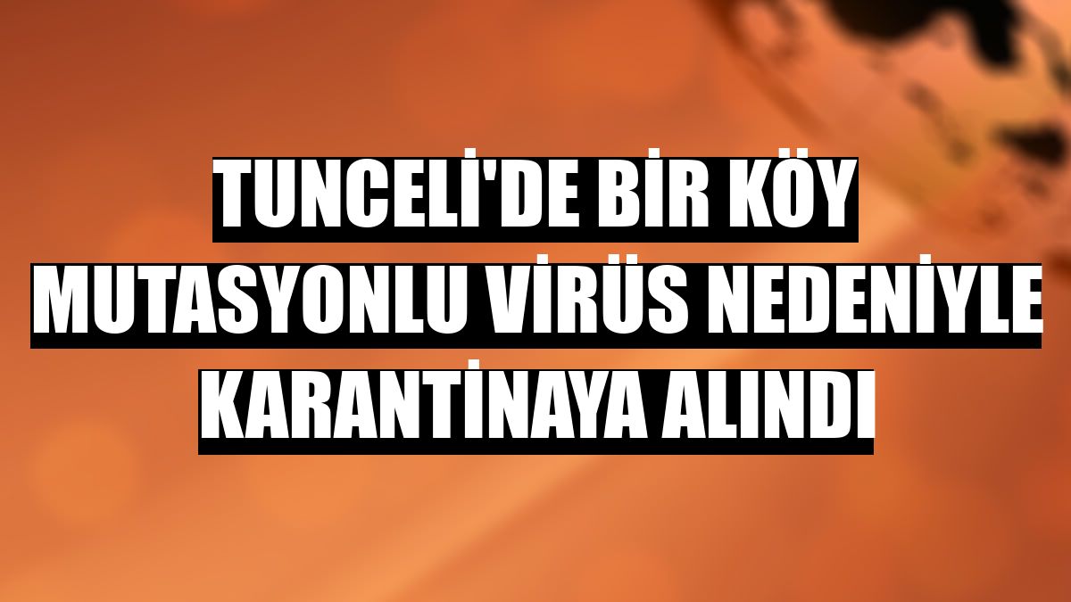Tunceli'de bir köy mutasyonlu virüs nedeniyle karantinaya alındı