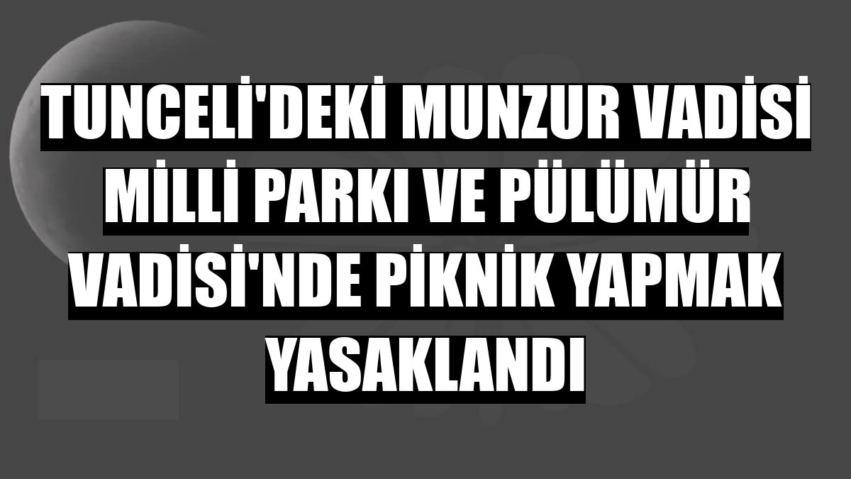 Tunceli'deki Munzur Vadisi Milli Parkı ve Pülümür Vadisi'nde piknik yapmak yasaklandı