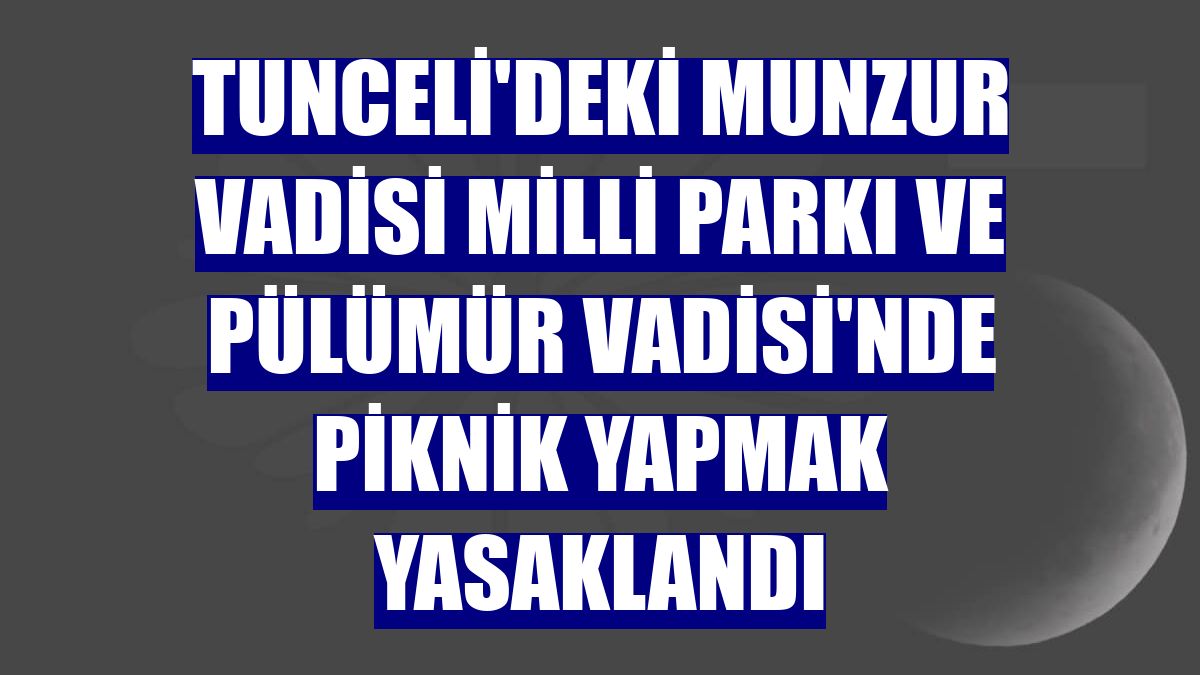 Tunceli'deki Munzur Vadisi Milli Parkı ve Pülümür Vadisi'nde piknik yapmak yasaklandı