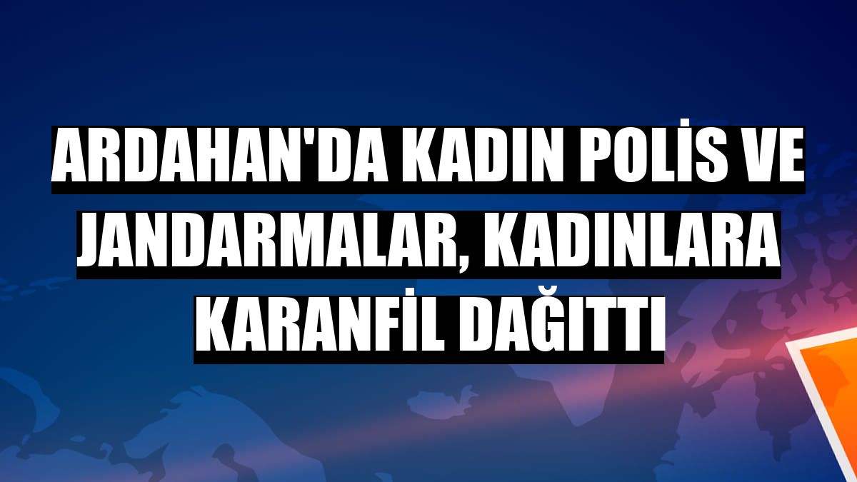 Ardahan'da kadın polis ve jandarmalar, kadınlara karanfil dağıttı