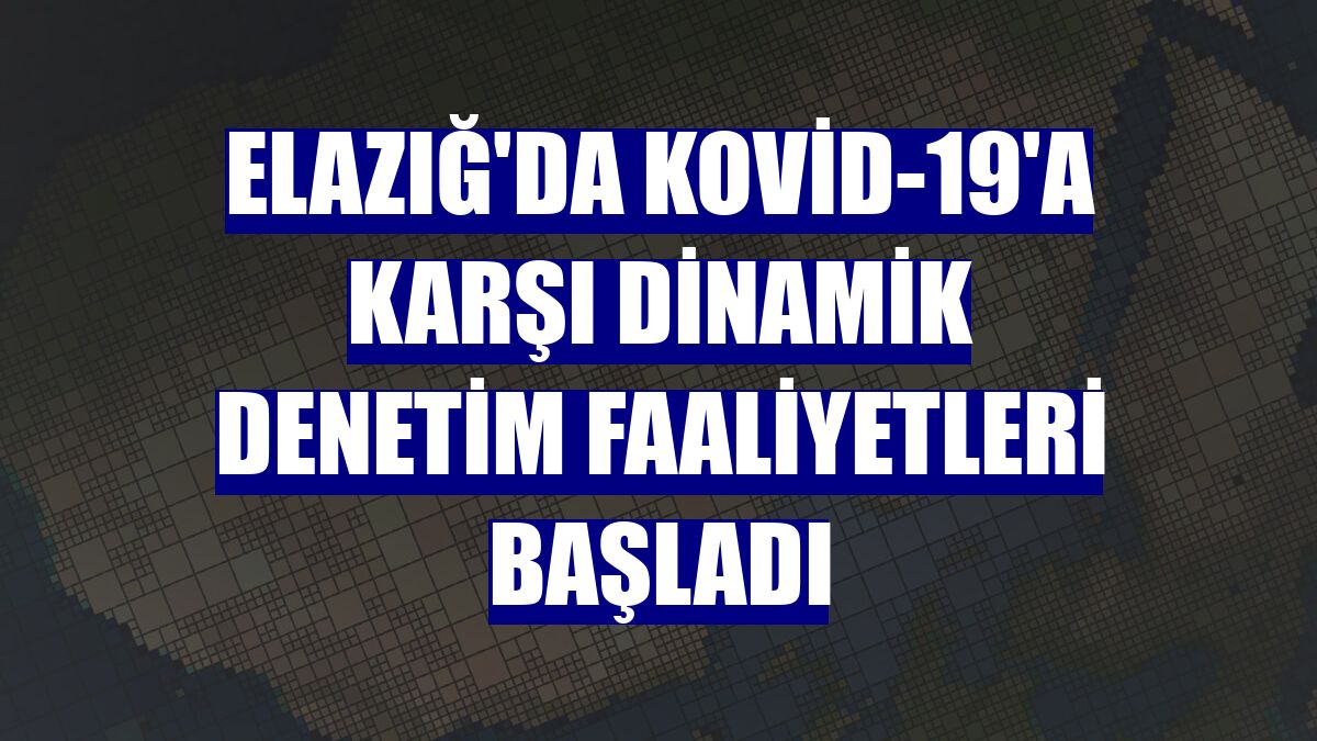 Elazığ'da Kovid-19'a karşı dinamik denetim faaliyetleri başladı