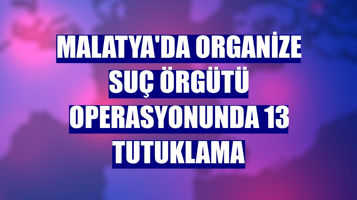 Malatya'da organize suç örgütü operasyonunda 13 tutuklama
