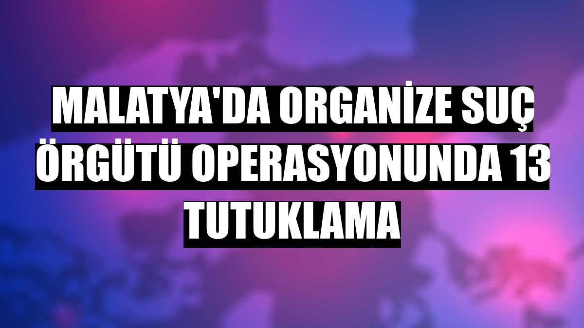 Malatya'da organize suç örgütü operasyonunda 13 tutuklama