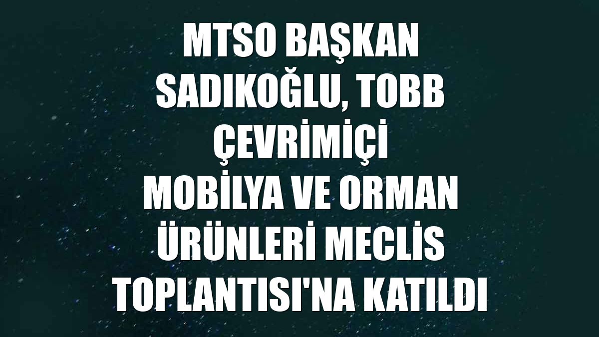 MTSO Başkan Sadıkoğlu, TOBB çevrimiçi Mobilya ve Orman Ürünleri Meclis Toplantısı'na katıldı
