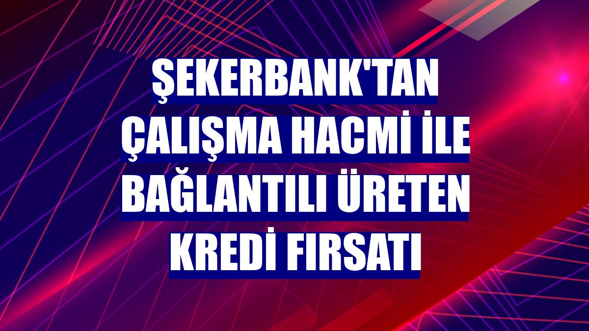 Şekerbank'tan çalışma hacmi ile bağlantılı üreten kredi fırsatı