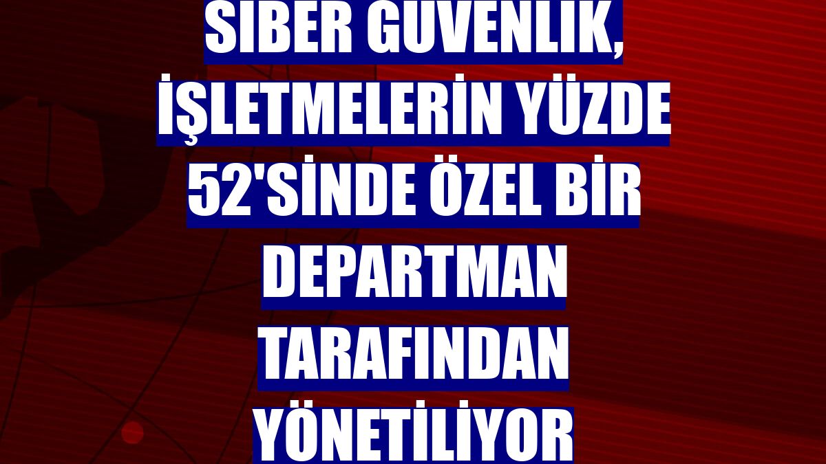 Siber güvenlik, işletmelerin yüzde 52'sinde özel bir departman tarafından yönetiliyor