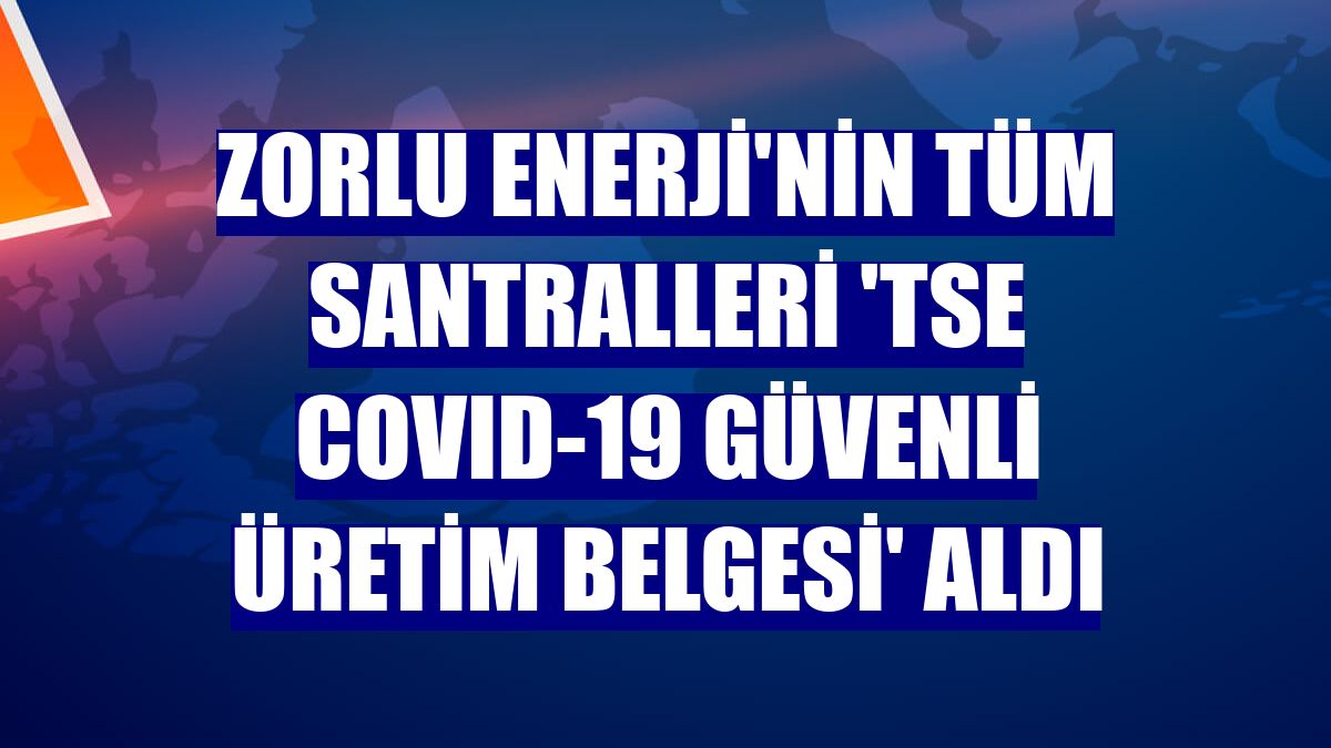 Zorlu Enerji'nin tüm santralleri 'TSE COVID-19 Güvenli Üretim Belgesi' aldı