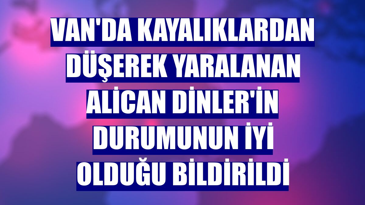 Van'da kayalıklardan düşerek yaralanan Alican Dinler'in durumunun iyi olduğu bildirildi