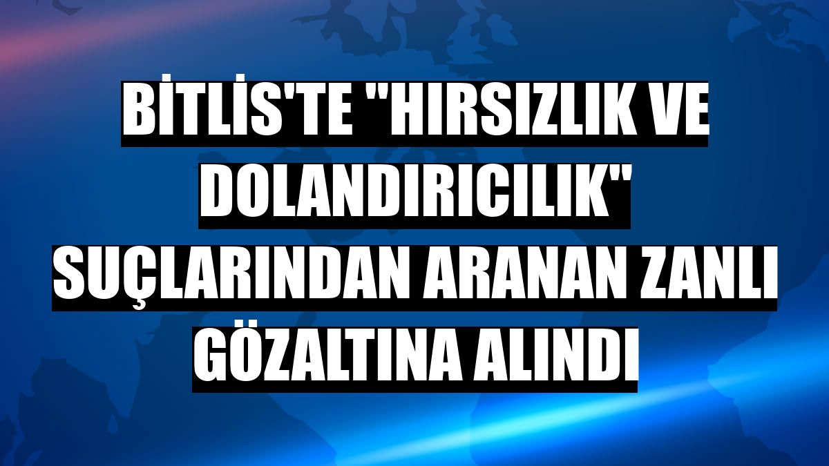 Bitlis'te 'hırsızlık ve dolandırıcılık' suçlarından aranan zanlı gözaltına alındı