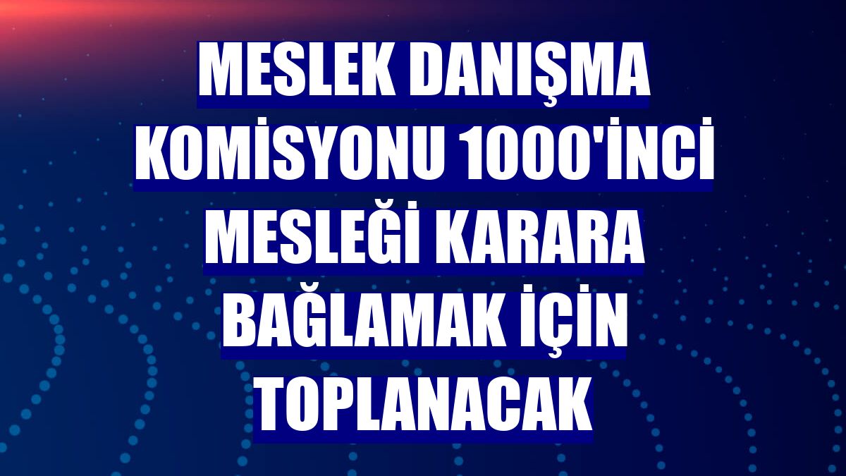 Meslek Danışma Komisyonu 1000'inci mesleği karara bağlamak için toplanacak