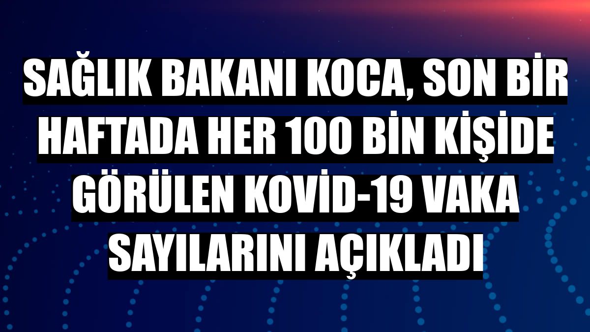 Sağlık Bakanı Koca, son bir haftada her 100 bin kişide görülen Kovid-19 vaka sayılarını açıkladı