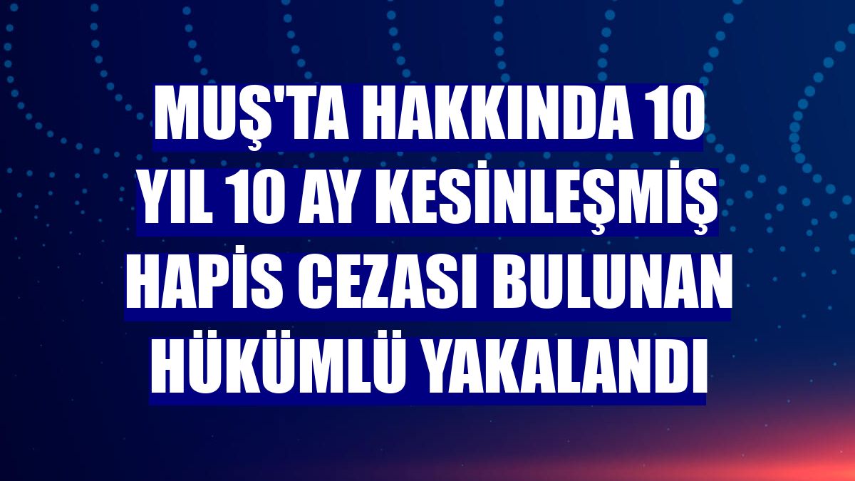 Muş'ta hakkında 10 yıl 10 ay kesinleşmiş hapis cezası bulunan hükümlü yakalandı