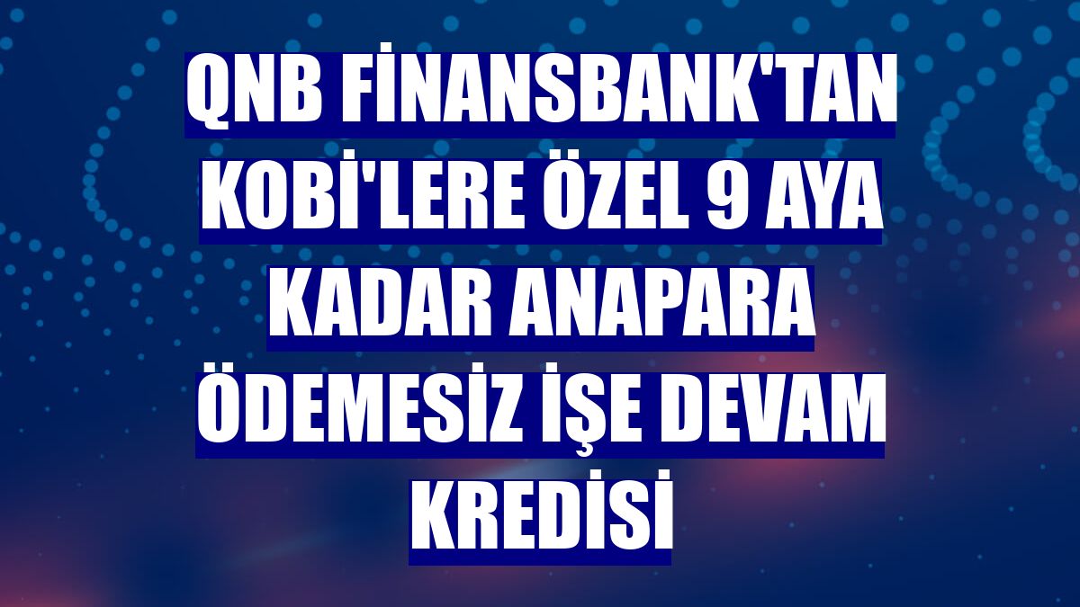 QNB Finansbank'tan KOBİ'lere özel 9 aya kadar anapara ödemesiz işe devam kredisi