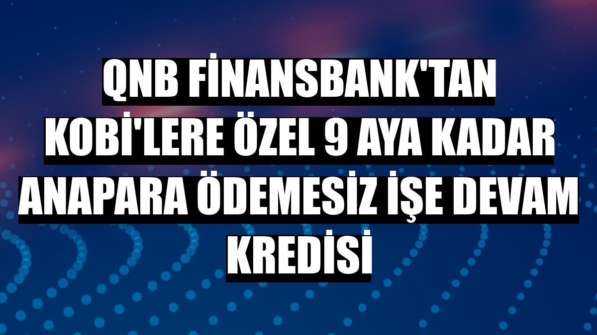 QNB Finansbank'tan KOBİ'lere özel 9 aya kadar anapara ödemesiz işe devam kredisi