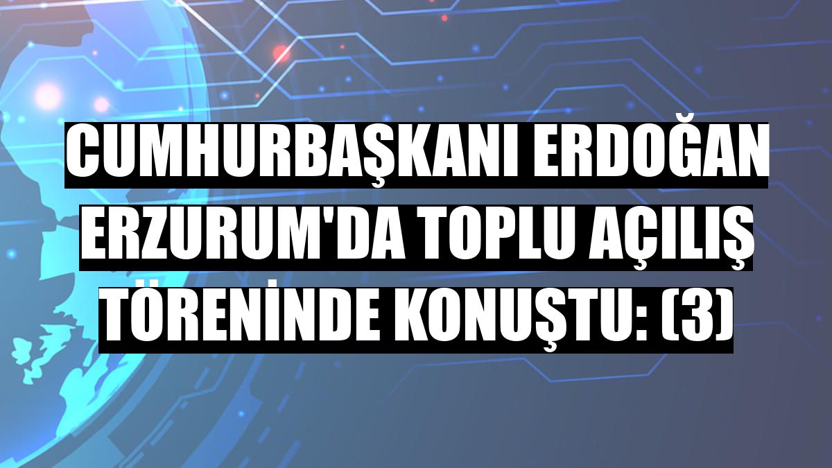 Cumhurbaşkanı Erdoğan Erzurum'da toplu açılış töreninde konuştu: (3)
