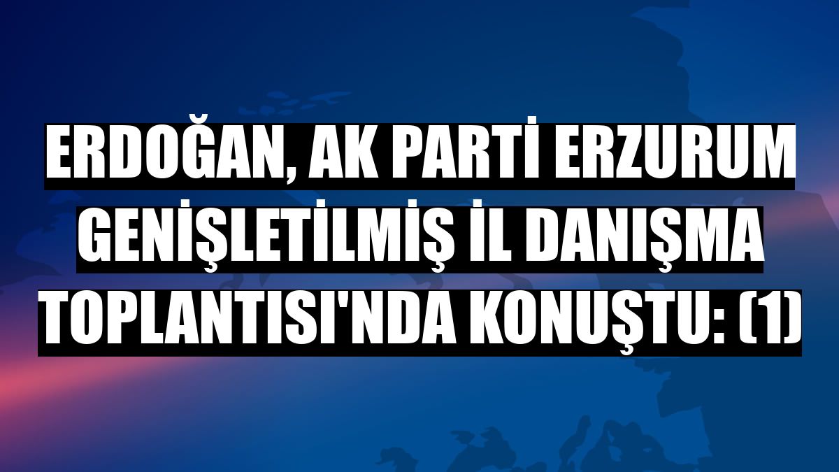 Erdoğan, AK Parti Erzurum Genişletilmiş İl Danışma Toplantısı'nda konuştu: (1)