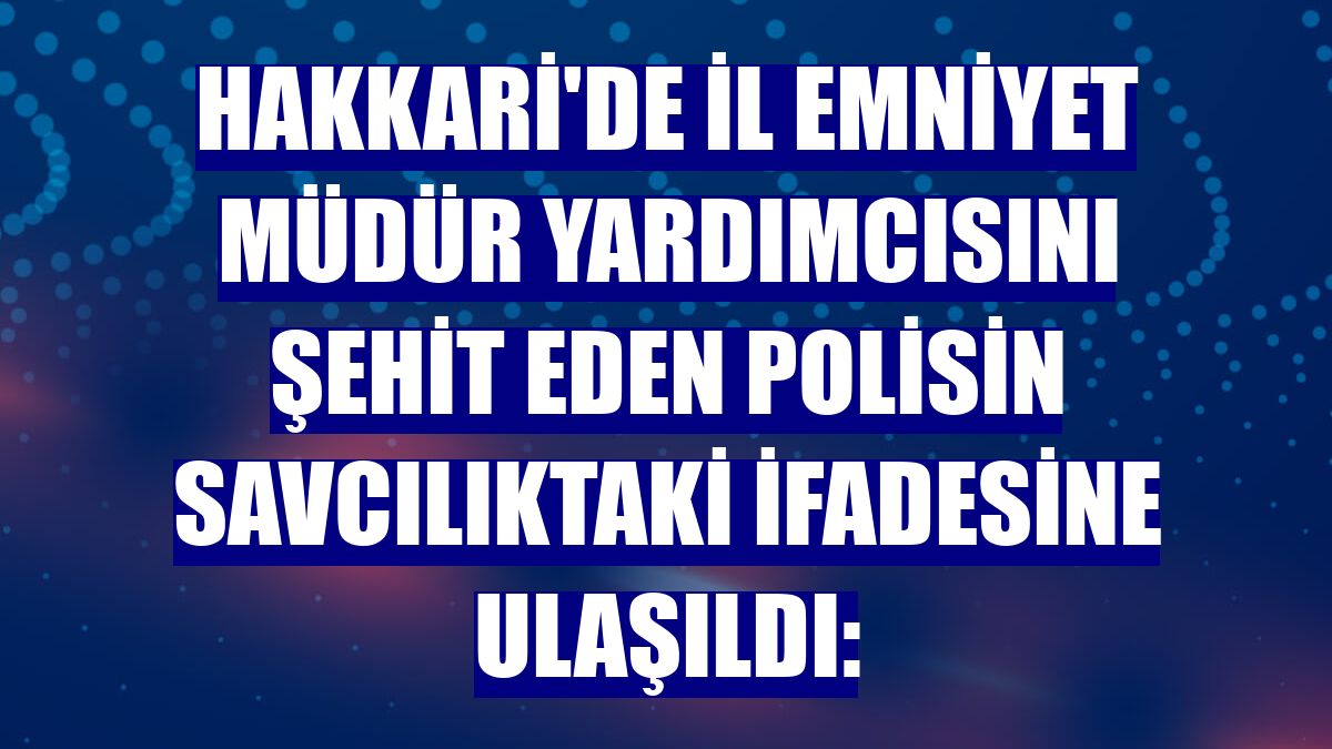 Hakkari'de İl Emniyet Müdür Yardımcısını şehit eden polisin savcılıktaki ifadesine ulaşıldı: