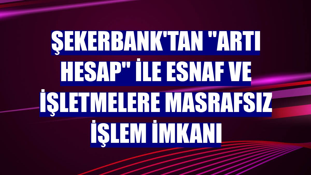 Şekerbank'tan "Artı Hesap" ile esnaf ve işletmelere masrafsız işlem imkanı